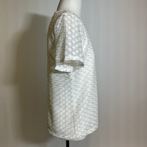 NWT Anne Klein White Gold Textured Knit Blouse Womens Size Petite Medium PM NEW - Picture 3 of 12